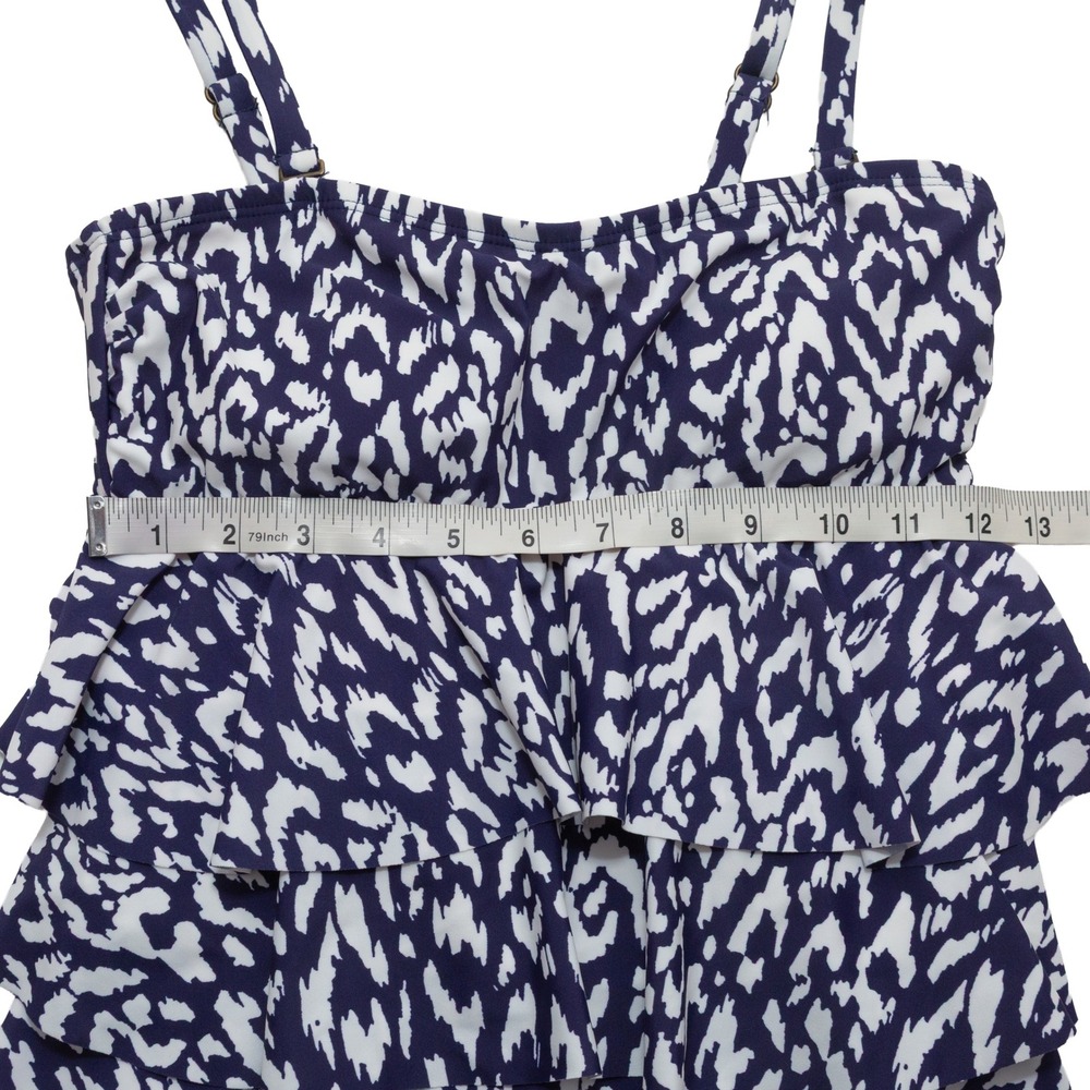 Island Escape Tankini Swim Top Womens 6 Navy White NWT Ruffle Waist Minimizer - Picture 5 of 8